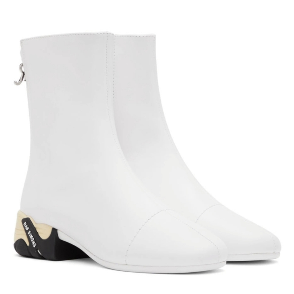 Nib leather raf simons White Solaris ankle Boots